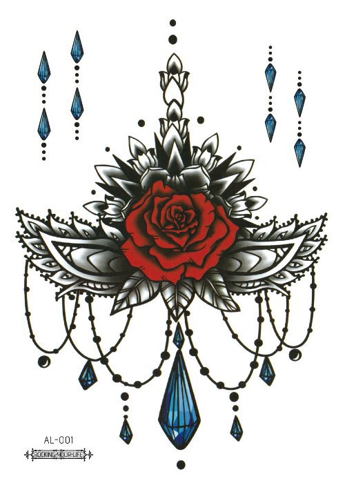 Picture of Cross-border New Waterproof Chest Tattoo Sticker Original Big Figure Sexy Flower Arm Tattoo Sticker Disposable Tattoo Sticker