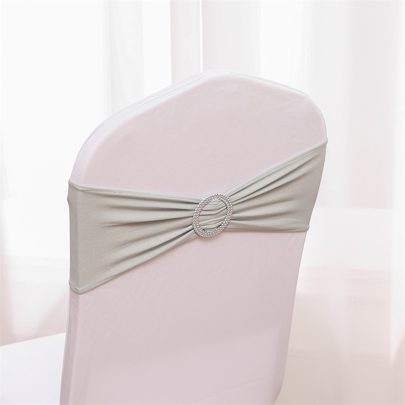 Picture of Backrest Flower Stretch Chair Cover Bow Banquet Decoration Free Wedding Ribbon Wedding Hotel Ribbon Stool Strap