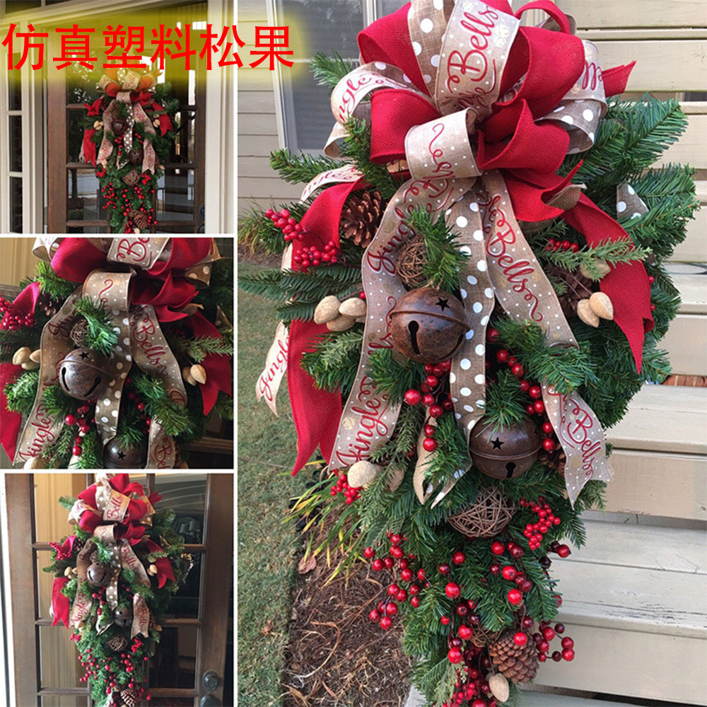 American-style hand-made Christmas decorations Christmas wreath door hanging decoration ornaments Christmas tree decoration rattan 60cm