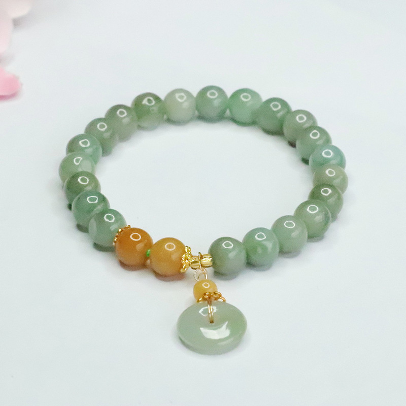 As soon as Yu natural Burmese jadeite green bracelet Ping An buckle slip bracelet factory wholesale generation FC3090406