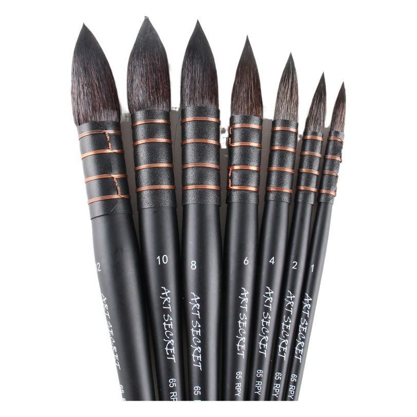 South Korea artsecret squirrel hair watercolor brush round head black fat gray mouse animal hair mop brush 65RPY
