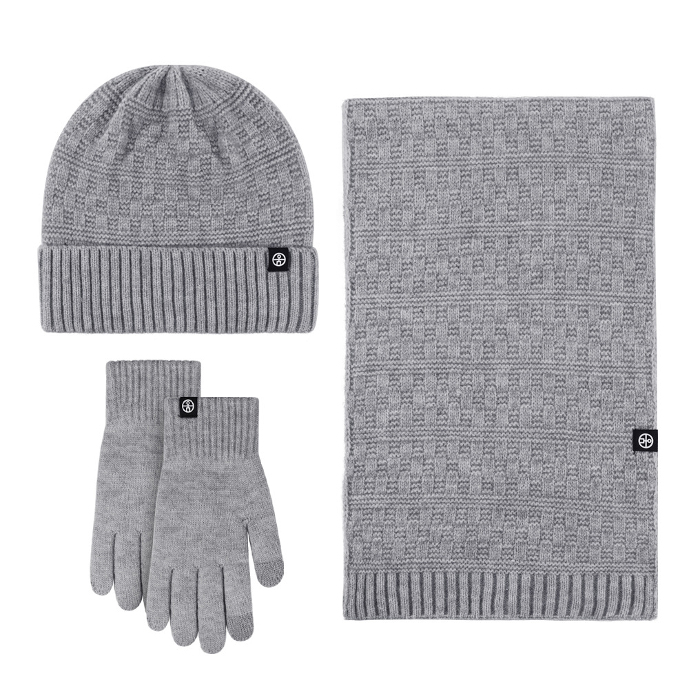 Picture of Winter New Product Japanese Style Knitted Gloves, Scarf and Hat Three-Piece Set Wool Warm and Cold-Proof Fur Ball Scarf Three-Piece Set