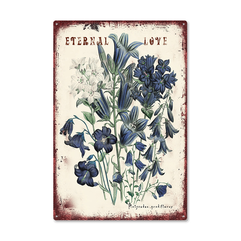 Picture of Cross-border American Country Retro Flower Figure Tin Painting Garden Pastoral Balcony Wall Wall Wall Old Decoration Pendant