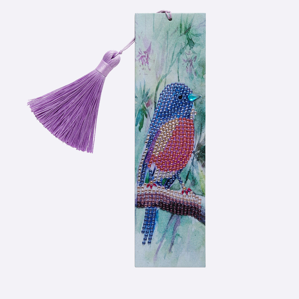 1 piece DIY Diamond painting leather bookmark art suit with tassel diamond painted bookmark holy bird pattern