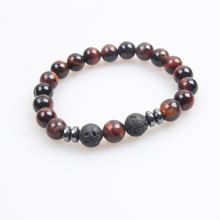 Picture of Zhou Lianfa Tiger Eye Bracelet Men's 8MM Beads suit Elastic Adjustable Black Crystal Beads Suitable for Ladies Ceremony