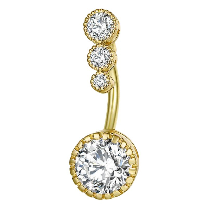 European and American Cross-Border Supply, Sexy and Simple Copper Zircon Navel Ring, One Piercing Navel Nail