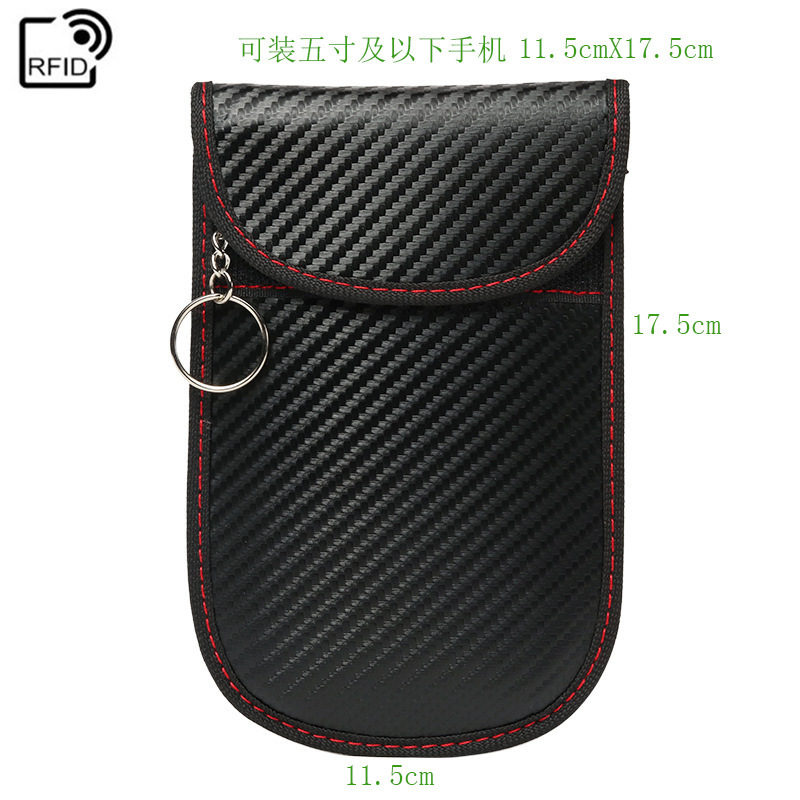 RFID mobile phone signal shielding bag new foreign trade carbon fiber anti-radiation car key bag 5.5 inch machine message bag