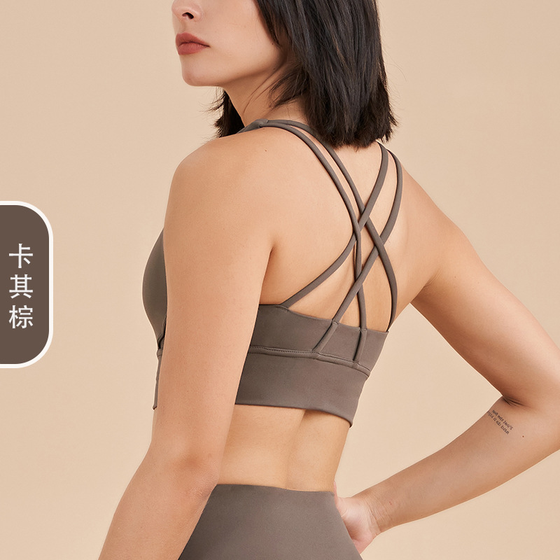 Picture of 2022 new double-sided brushed cross back sports underwear shockproof push up yoga sports bra fitness vest