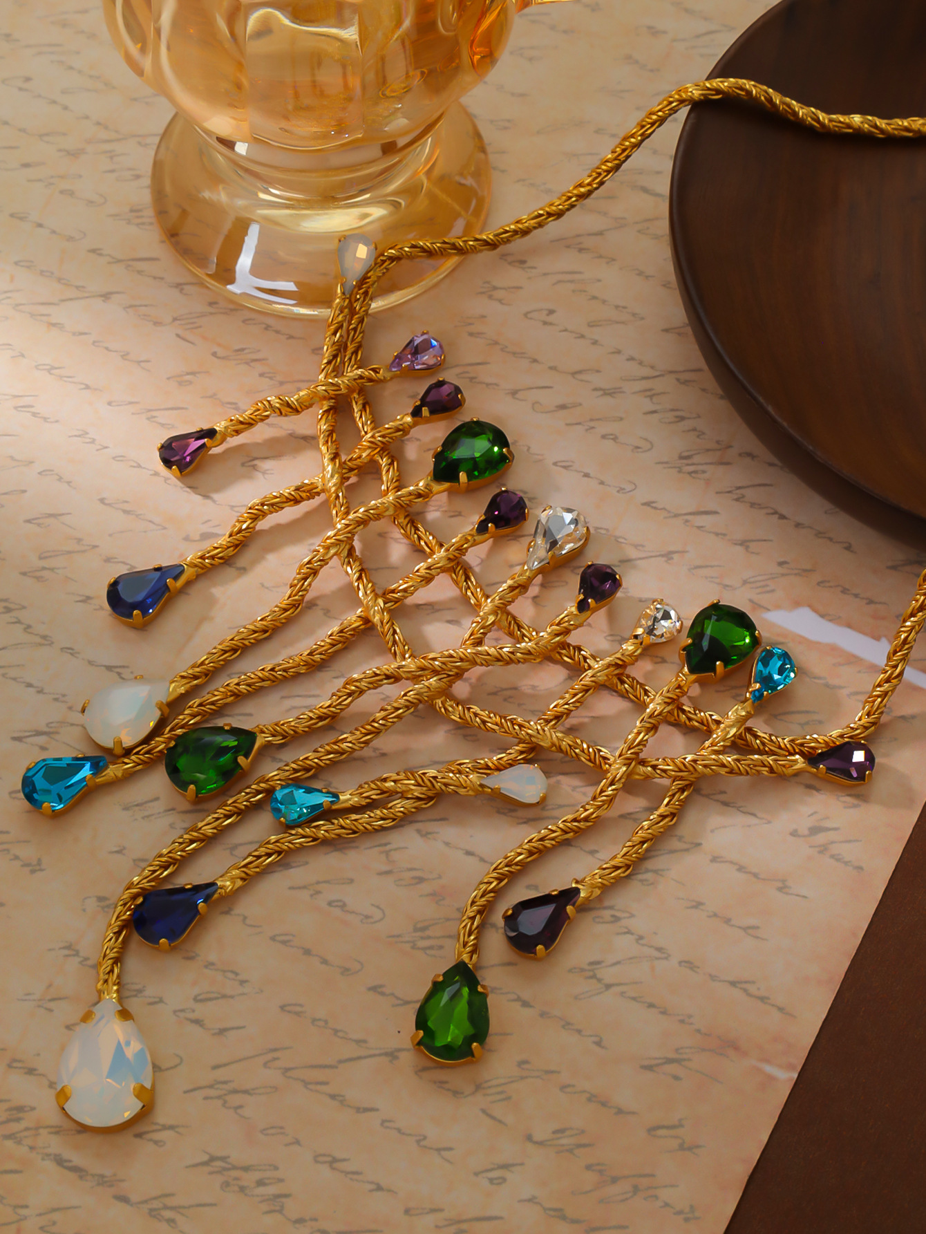 Picture of Middle Ancient Vintage Palace Vintage Fireworks Necklace Glazed Necklace Gold Plated Heavy Industry High Quality Sense