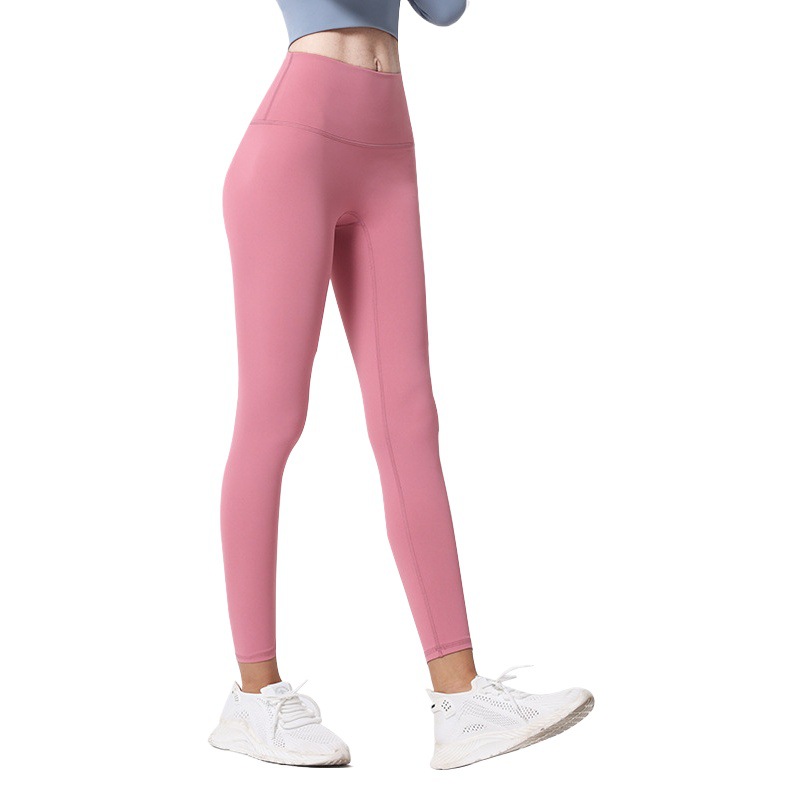 No Embarrassment Line Peach Hip Tight Pants High Waist Belly Tight Running Fitness Pants European and American Sports Hip Yoga Pants Women's Autumn