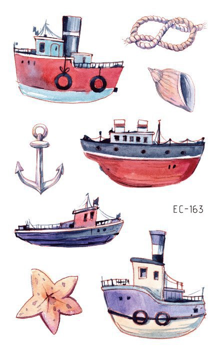 Picture of Children's Cartoon Transport tattoo Paper stickers Aircraft Ship Train Track Creative tattoo stickers