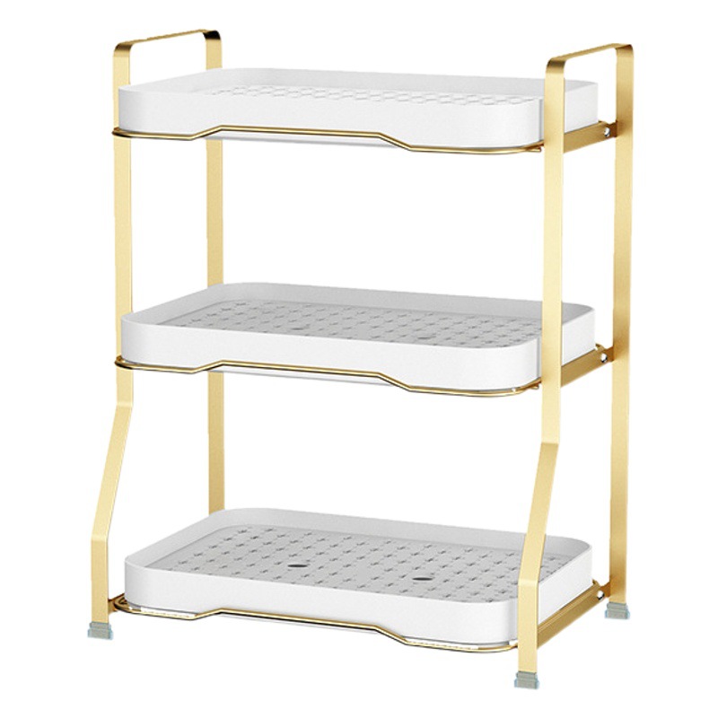 Carbon Steel Cup Storage Rack Living Room Bedroom Kitchen Double Drain Tray Household Artifact Desktop Storage Rack