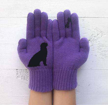 Picture of Foreign trade supply wish ladies wool gloves autumn and winter finger warm fun puppy bone cute printed gloves