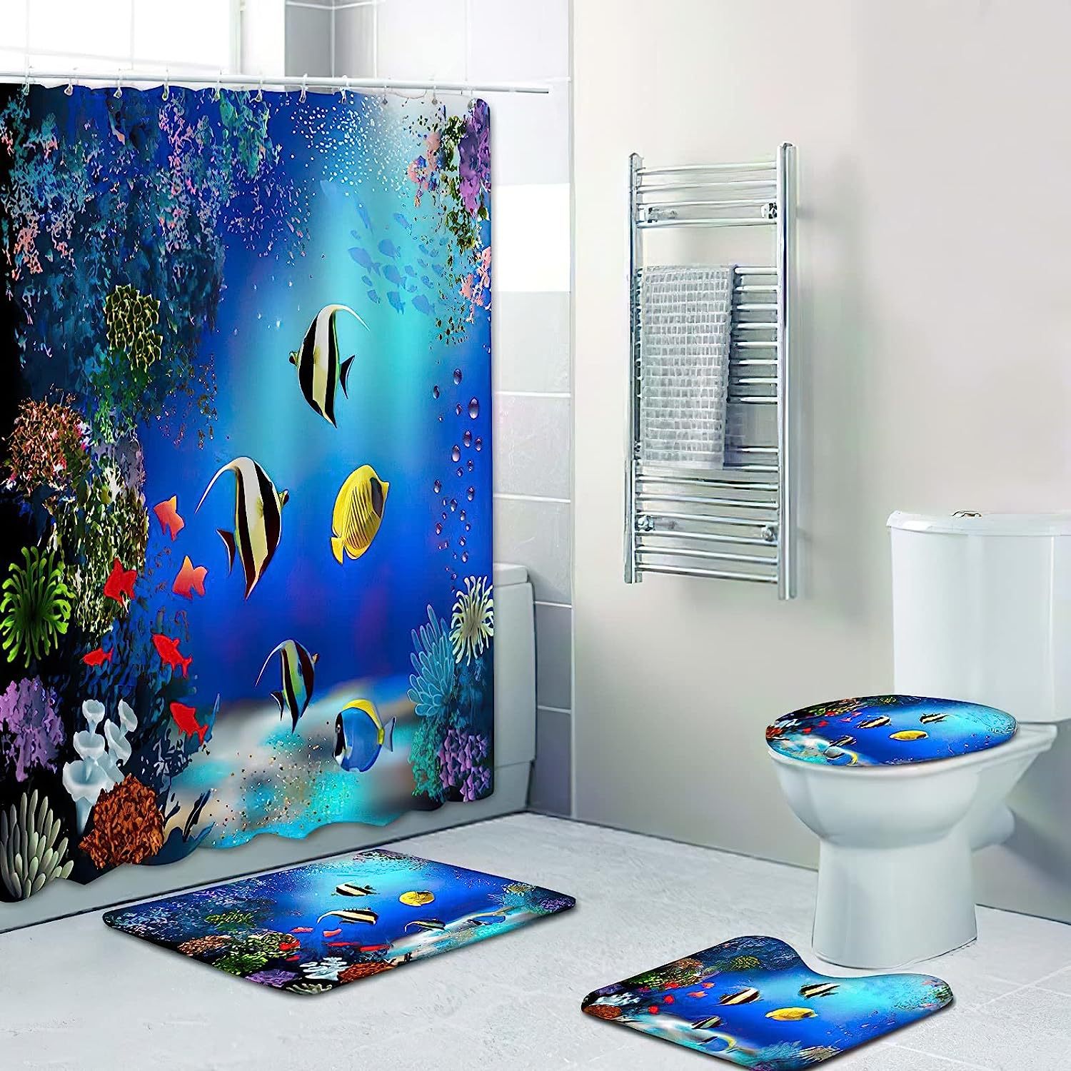 Picture of Cross-border supply non-perforated waterproof shower curtain bathroom partition bathroom thickened printed hanging curtain manufacturers wholesale