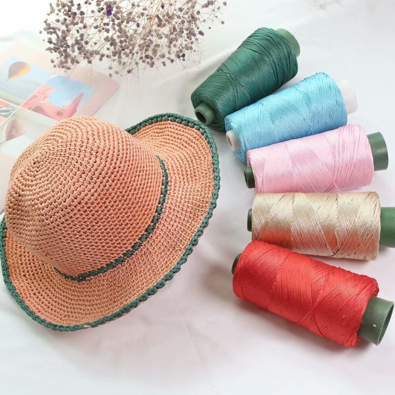 mercerized cotton twine light body ice twine flat string sunshade hat hand crocheted diy hook bag cushion hollow bright silk thread