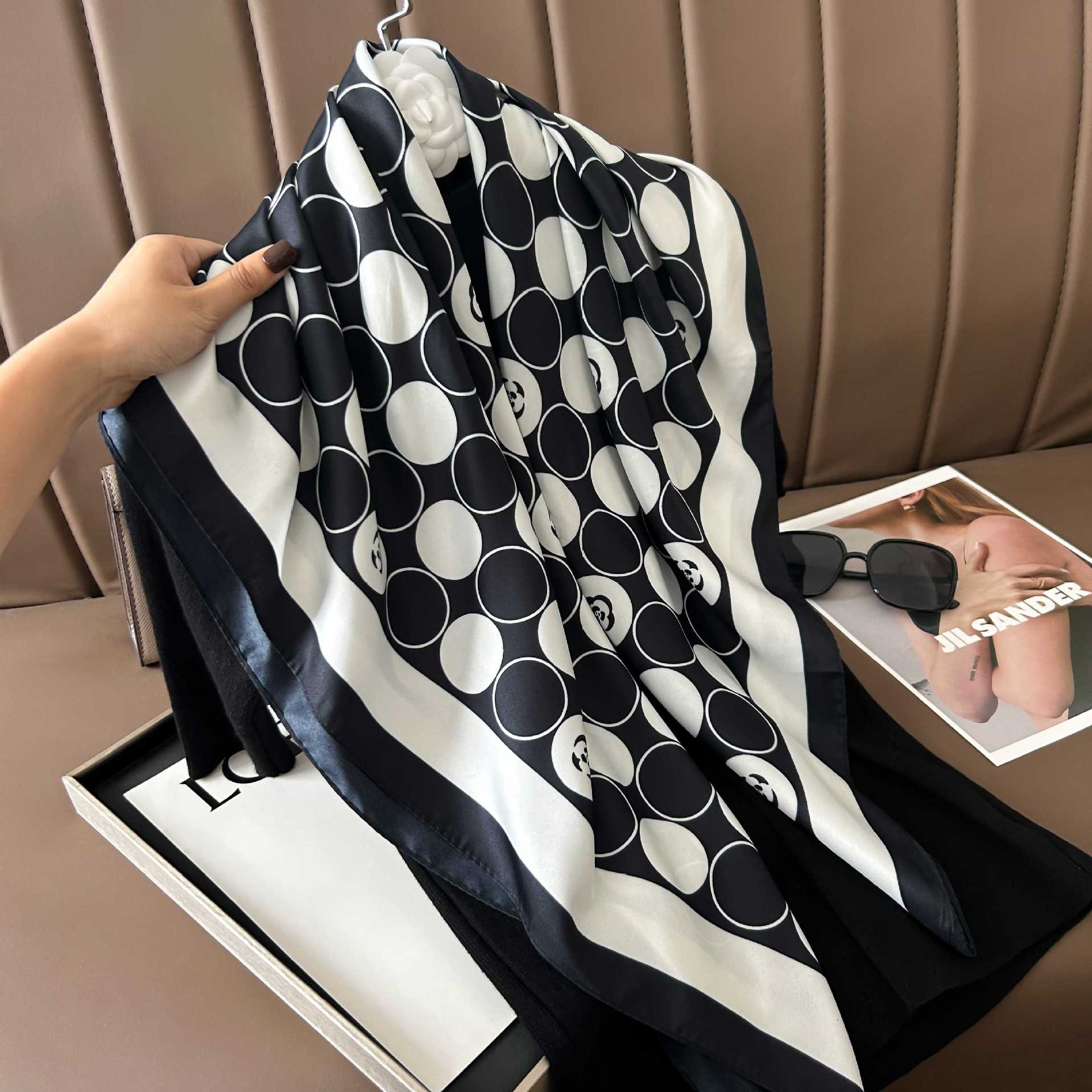 Picture of New 90cm Large Square Silk Elegant High-grade Decorative Shawl Women's Silk Scarf Fashion All-match Professional Scarf