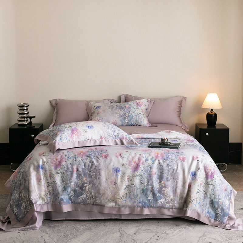 Picture of Light Luxury 100 Lyocell Tencel Summer Cool Quilt Four-Piece Set Air Conditioned Quilt Summer Quilt Advanced Sense Class A Maternal and Infant Quilt