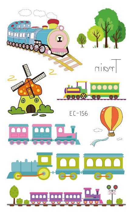 Picture of Children's Cartoon Transport tattoo Paper stickers Aircraft Ship Train Track Creative tattoo stickers