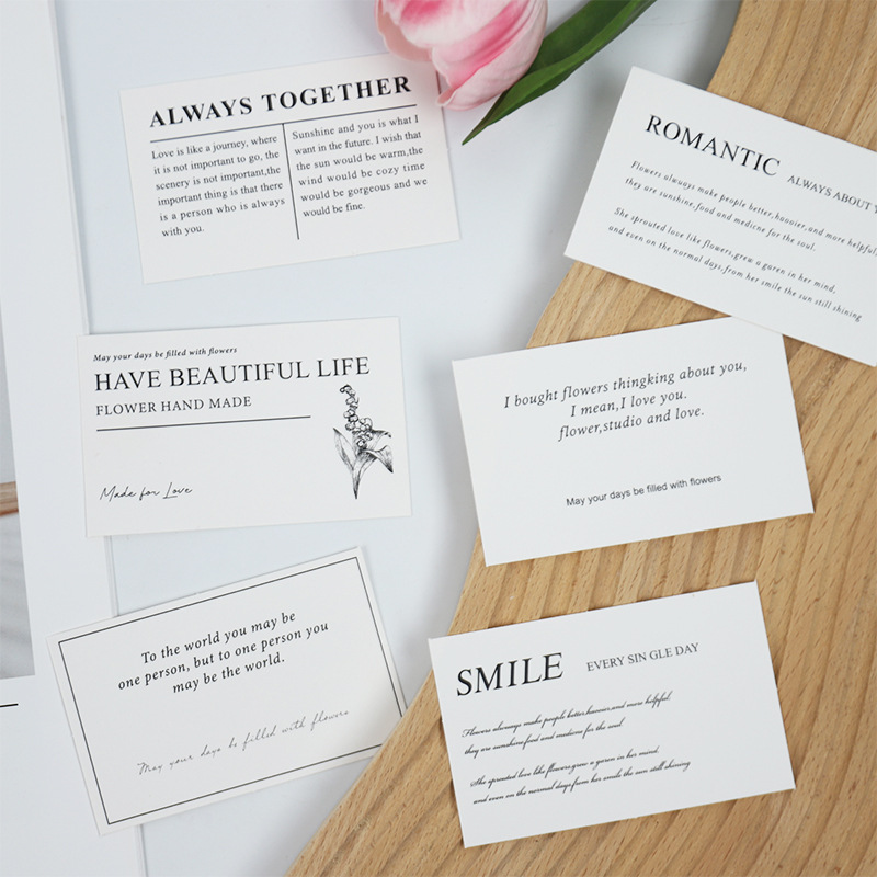 Square Floral Card, High-End Birthday Card, Creative Simple English Flower Shop Greeting Card, Bouquet Blessing Message Card