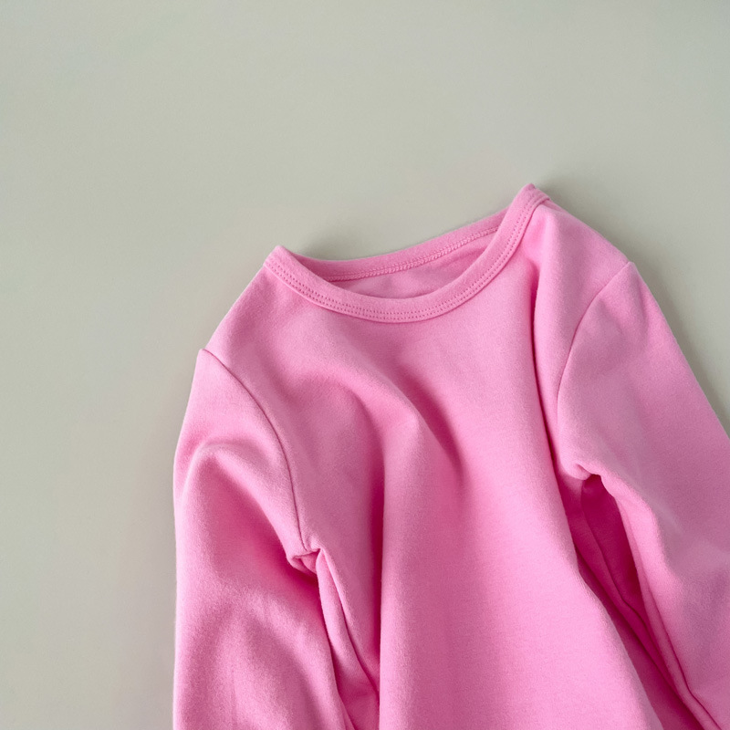 Picture of Children's Pure Cotton Thermal Underwear Boys' Bottoming Shirt Autumn and Winter Girls' Autumn Clothes Single-Piece Top Mid-Children's Half-High Collar Baby