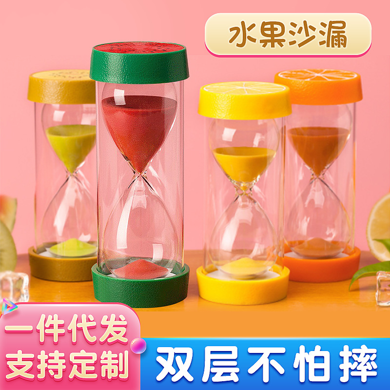 Picture of Glass Transparent Timer Creative Decompression Home Living Room Desktop Decoration Fruit Hourglass Sand Bottle Decoration Supplies