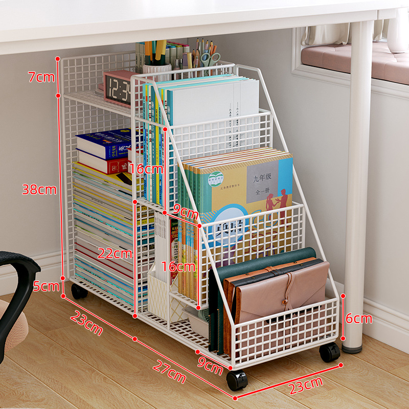 Picture of Balcony bay window bookshelves, small bookcases, children's picture book racks, space using desk side shelves to move pulleys on the floor