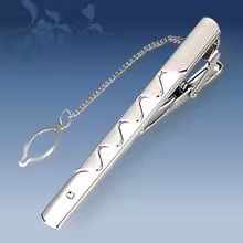 Picture of Metal tie clip men's suit chain 140 simple flower type business atmosphere with drill tie clip