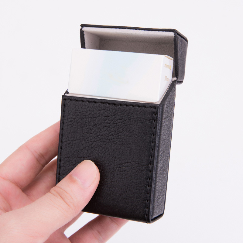 Picture of Pu Leather Flip-Top 20-Pack Thick Cigarette Box Creative Stylish Moisture-Proof Leather Men's Cigarette Box Manufacturer Wholesale