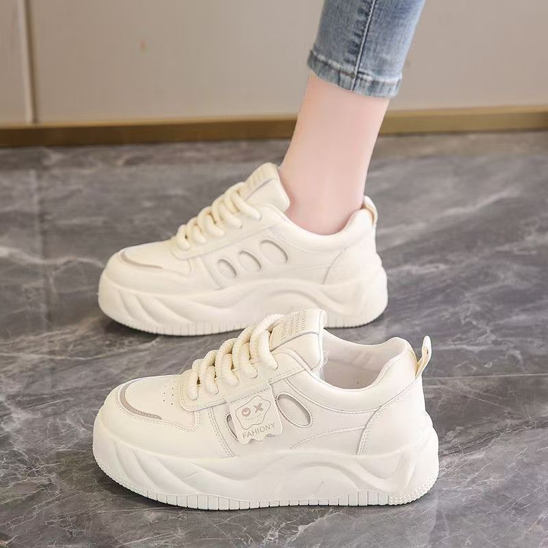 Girls' Casual Shoes 2025 Spring and Autumn New Middle-large Children's Lace-up Color-matching sneaker Girls' Round-head Panda Shoes