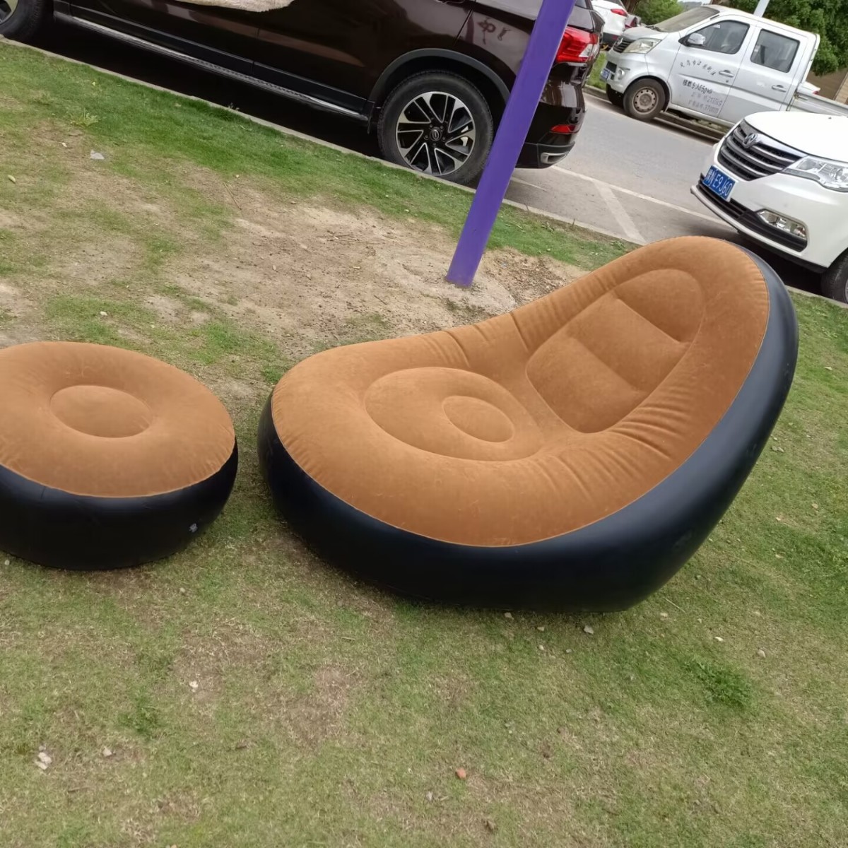 Picture of Cross-border Spot Thickened Flocking Inflatable Sofa Lazy Sofa Internet Celebrity Single Comfortable Sofa Nap Recliner Creative