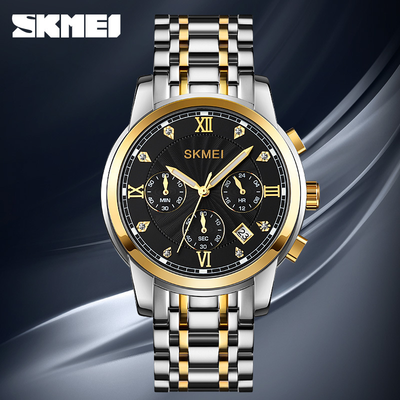 Time Beauty Multi-function Pointer Steel Band Men's Watch Fashion Business Diamond Large Dial Men's Quartz Watch
