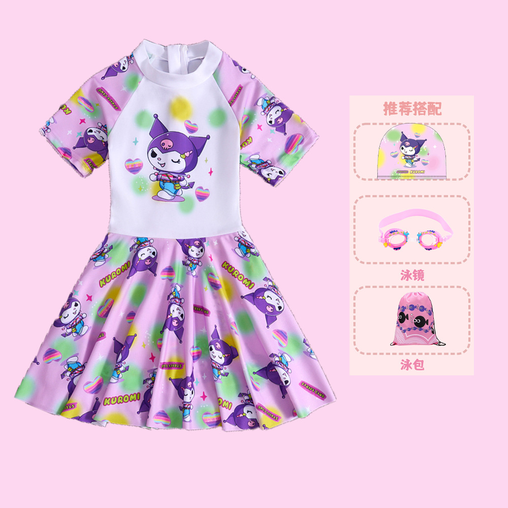 Children's Swimwear Girls' Swimwear Big Kids Girls' 2024 New Summer Baby Sunscreen Princess Swimwear