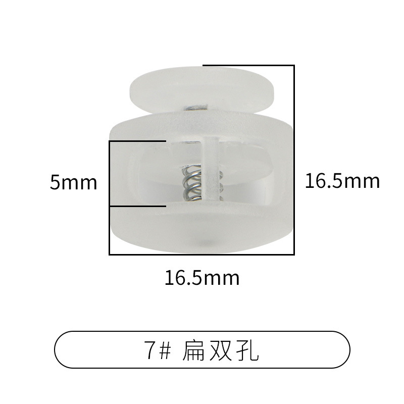 Picture of Manufacturer Plastic Adjustable Elastic Belt Spring Buckle with Rope Pig Nose Buckle Single and Double Holes Round Black Transparent Drawstring Buckle