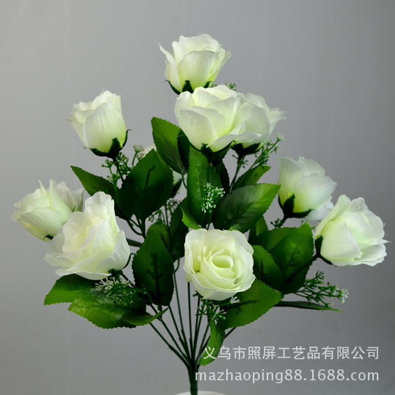 Picture of Photography Artificial Flower Manufacturer Wholesale Artificial Rose Artificial Flower Holiday Wedding Flower Arrangement 10 Peacock Rose Silk Bouquet