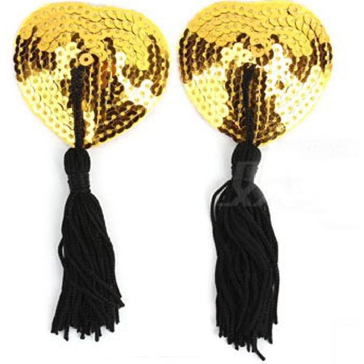 Picture of Sexy tassel heart-shaped sequin breast paste sexy underwear accessories sexy anti-exposure seamless sexy lingerie blood drop