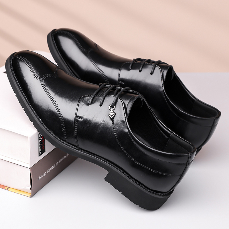 Business Leather Shoes Men's Trendy 2025 New Genuine Leather Casual Men's Shoes Pointed Toe Cowhide Wedding Shoes Fashionable Dress Shoes