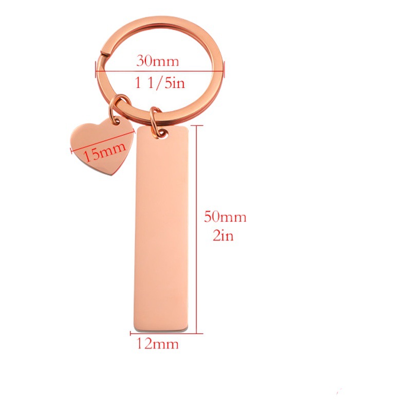 Foreign Trade New European and American Simple Fashion Keychain Accessories DIY Rectangular Heart Love Combination Pendant