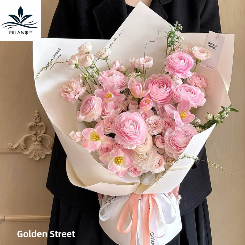 Cut-Free Small Style Fenghua Paper Pure Color Bouquet Wrapping Paper Waterproof Kapok Paper Floral Flower Wrapping Paper Art Paper