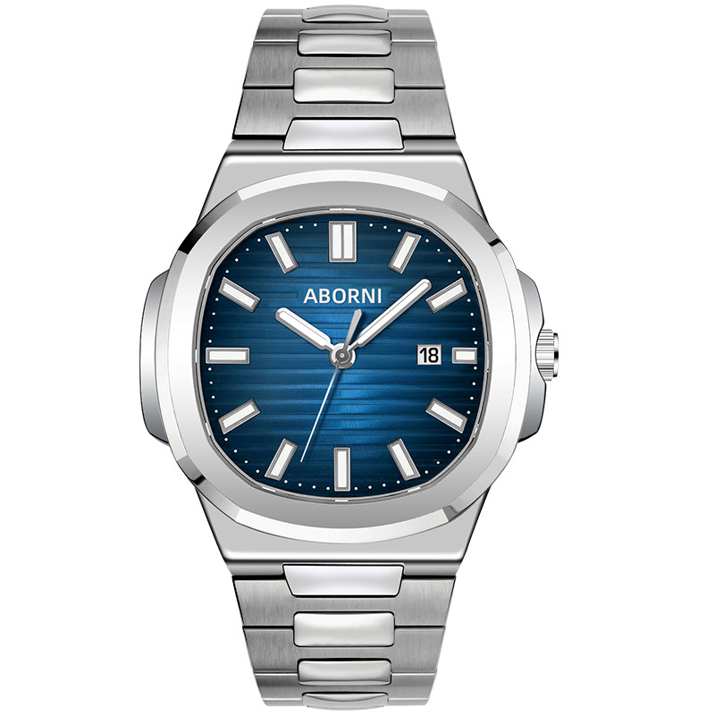 Picture of ABORNI brand new men's watch waterproof steel belt calendar quartz watch live foreign trade explosions a generation of hair