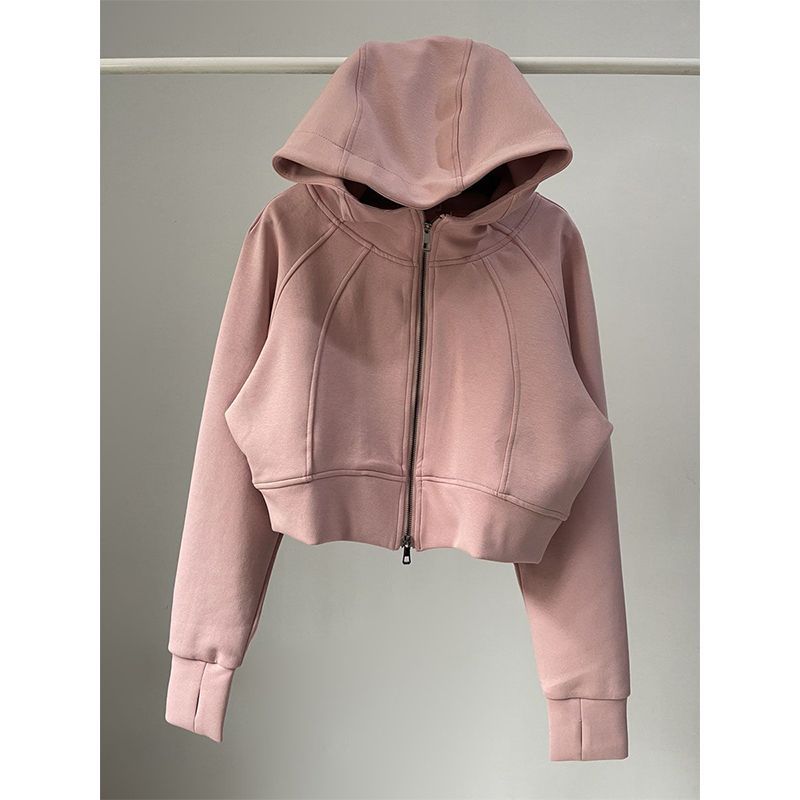 Autumn 2025 American Double Zipper Hooded Cardigan Sweater Jacket Women's Loose Casual Sports Short Jacket Top
