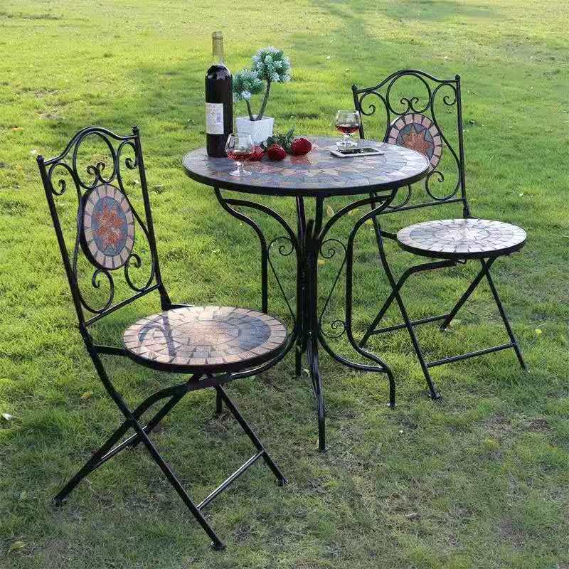 Foreign Trade Amazon Explosions Outdoor Mosaic Leisure Balcony Table and Chair Tea Table Three-Piece Set Bar Cafe Table and Chair