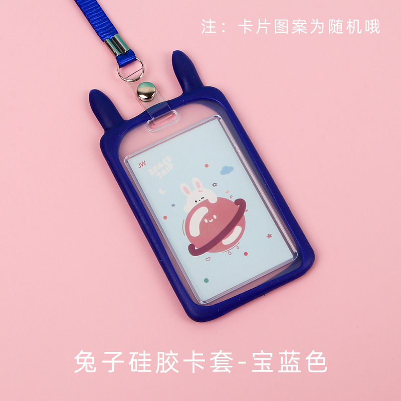 Picture of Ins Style Student Card Holder Creative Cute Halter Silicone Campus Badge Transparent Retractable Rope Id Holder Wholesale