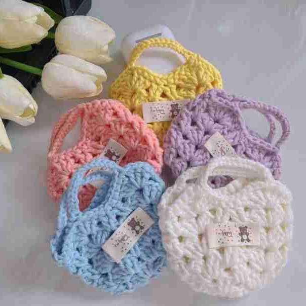 Picture of Hand-Knitted Mini Headphone Bag Dopamine Macaron Colorful Hollow Universal Wool Crochet Coin Purse