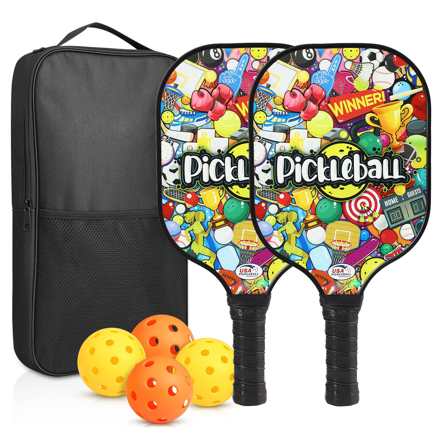 Picture of Peak ball racket glass fiber edge strip UV pattern design outdoor leisure entertainment cross-border pickle pickle racket