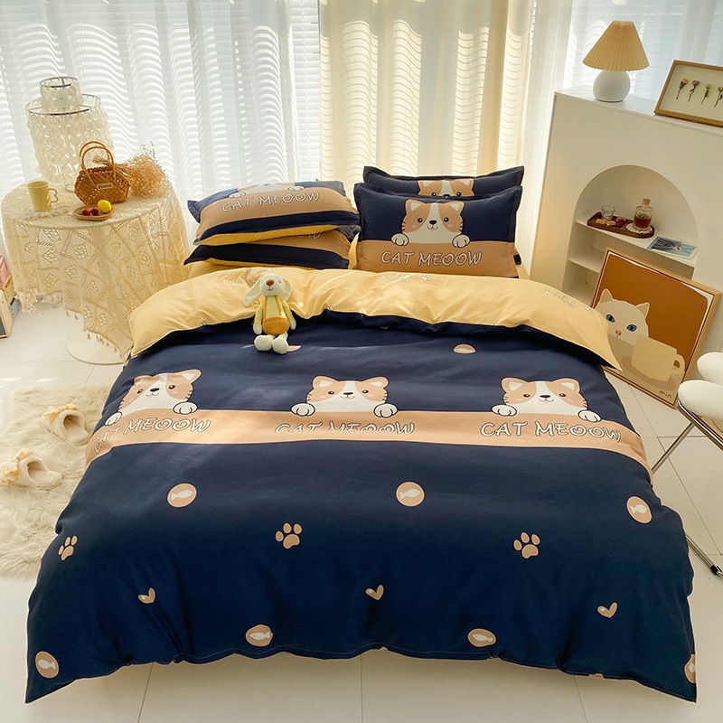 Picture of Four-Piece Brushed Skin-Friendly Thickened Duvet Cover Set, Student Dormitory Three-Piece Quilt Set, Suitable for All Seasons, Internet Celebrity Hot Item