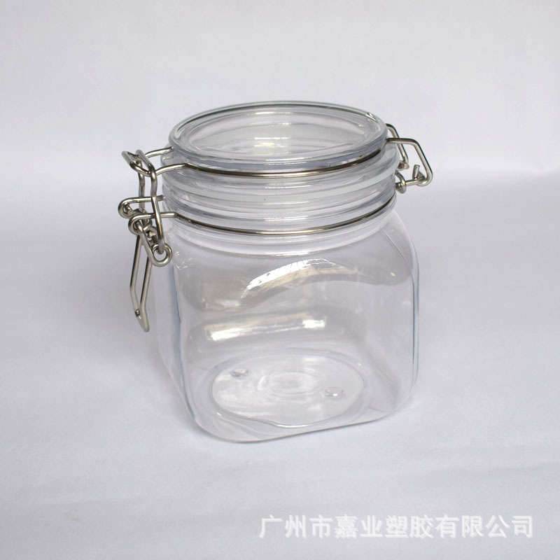 Factory Square Sealed Jar Plastic Jar 650ml Kitchen Storage Box Tea Honey Storage Jar Sealed and Moisture-Proof
