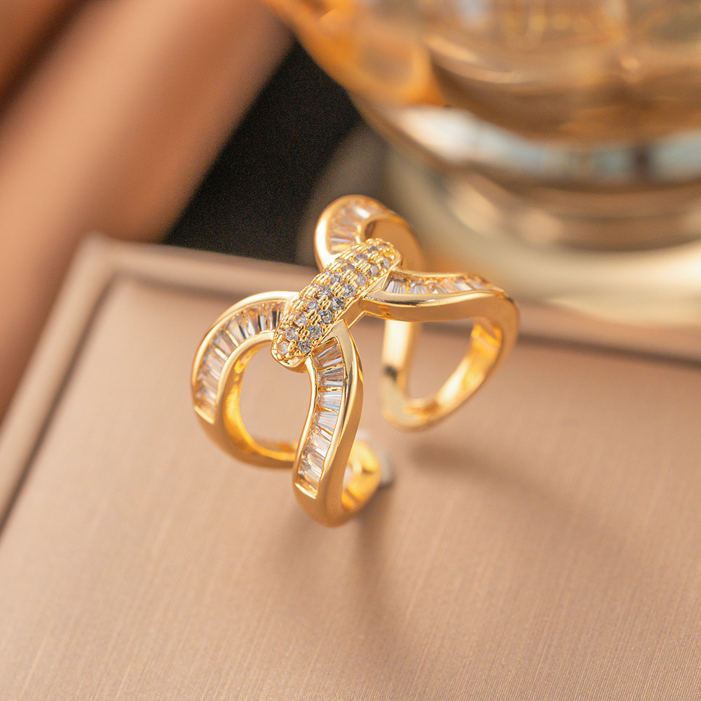Cross-Border New Micro-Paved Zircon Cross Ring Ring for Women, Light Luxury, High-End European and American Style Fashion Jewelry