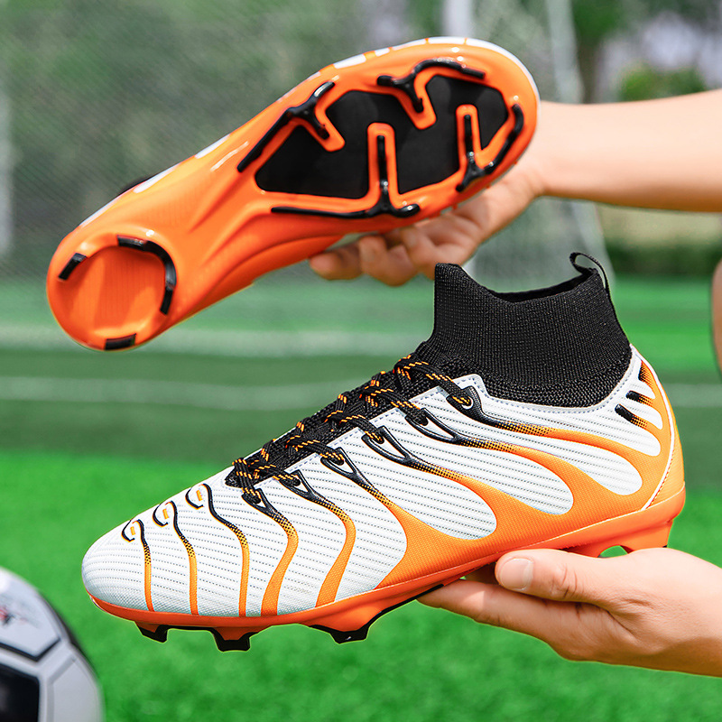 Cross-border plus size Soccer Shoes Men's High-top Students Competition Training Shoes Artificial Lawn Long Crushed Nails Soccer Shoes
