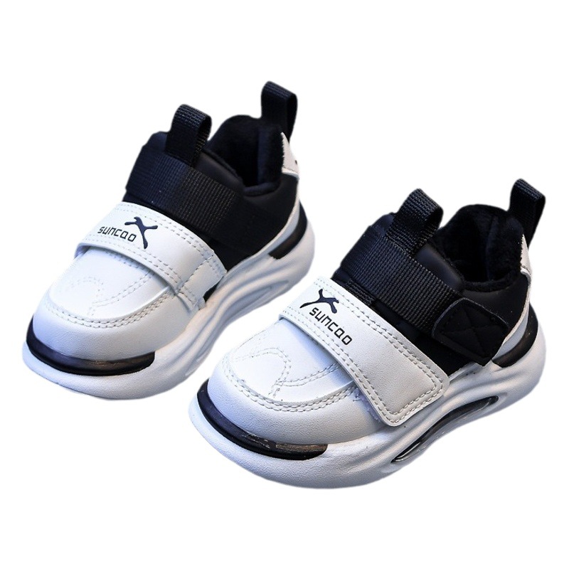 Wholesale children's board shoes 2024 spring new girls leather white shoes children's Velcro leisure sneaker