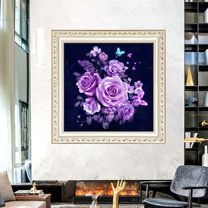 5D Diamond painting purple rose decorative painting cross stitch living room new brick embroidery one-piece delivery